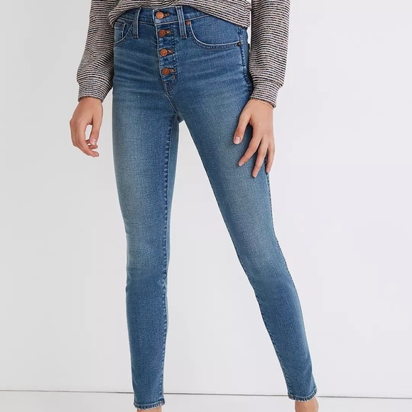 Madewell Denim - Madewell 10” High Rise Button Up Skinny Jeans, Size 28